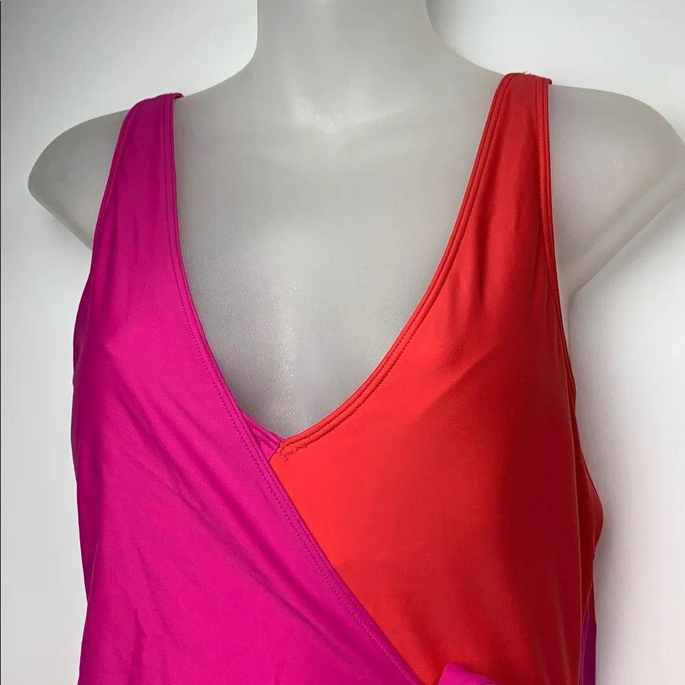 summersalt Pink and Orange The Perfect Wrap One-Piece Swimsuit